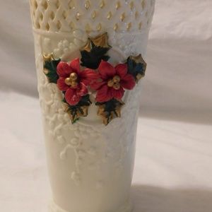 Poinsettia Vase Holiday Display Decor  Porcelain